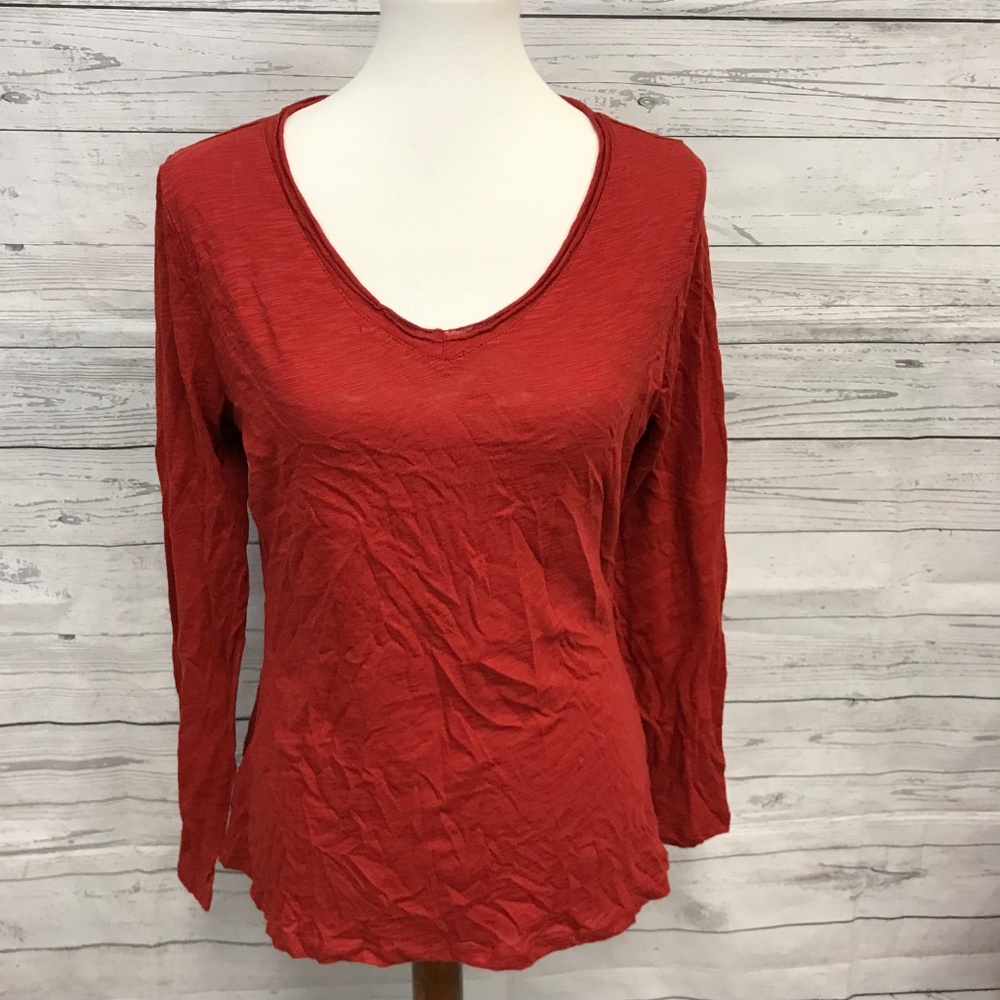 NEW INC Burnt Pepper Slub V-Neck T-Shirt L